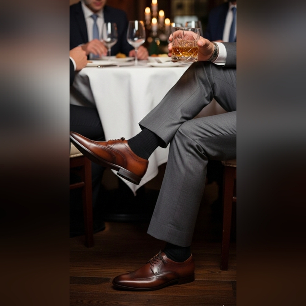 Flag LTD wingtip almond tie dress shoes